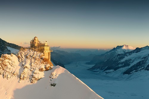 Image shows the high-altitude Integrated Carbon Observation System (ICOS) Jungfraujoch station in Switzerland, which was used to make measurements in this research.